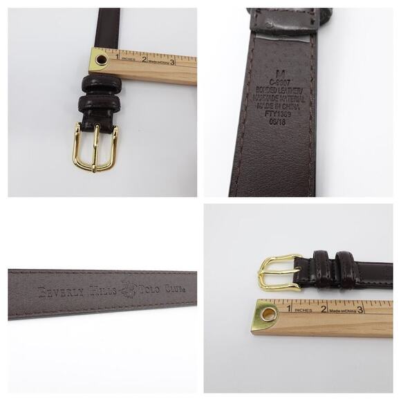 Bundle Lauren Ralph Lauren-Beverly Hills Polo Club Leather Belt Medium Brown - Picture 7 of 16